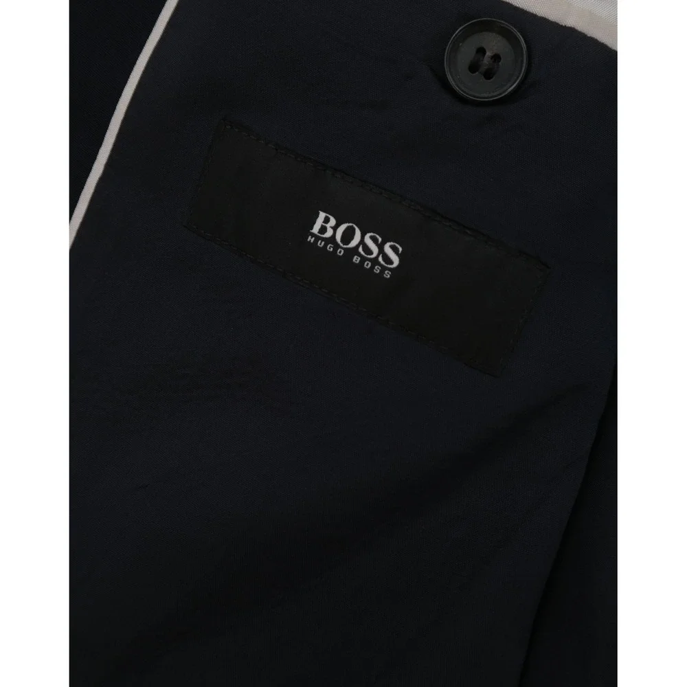 Hugo Boss Mens Navy Blue Stretch Two Button Blazer Sport Coat 42L Jarn75 Sharp3